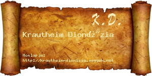 Krautheim Dionízia névjegykártya